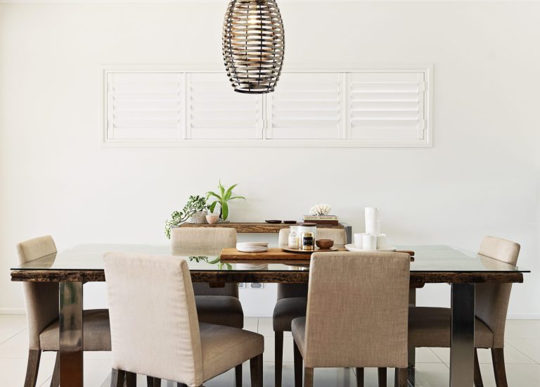 PVC shutters in a dining room